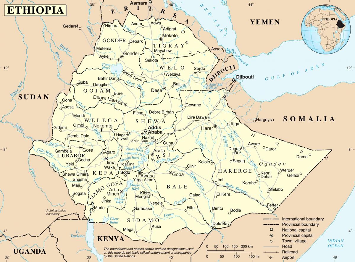 pampulitika mapa ng Ethiopia