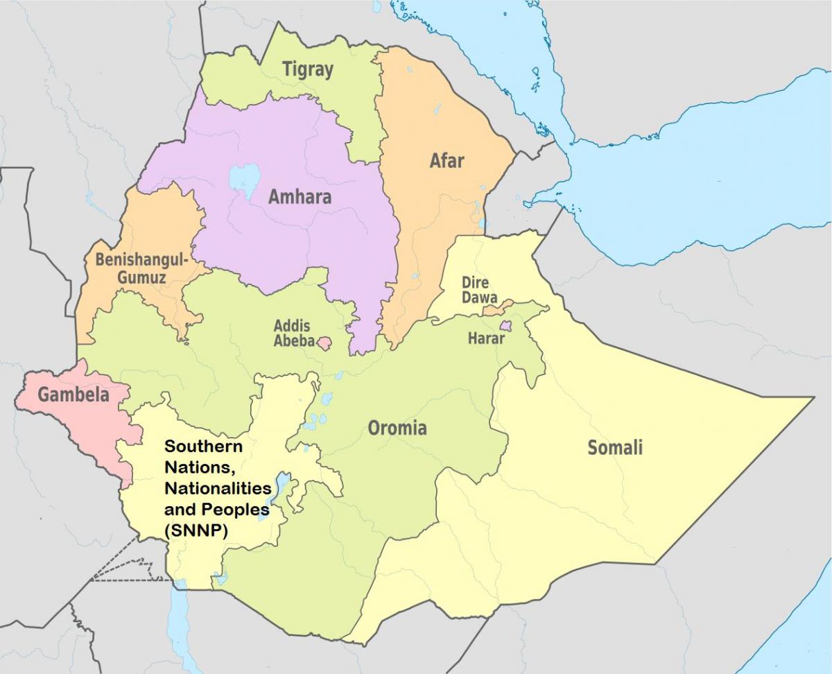 Ethiopia regional estado mapa