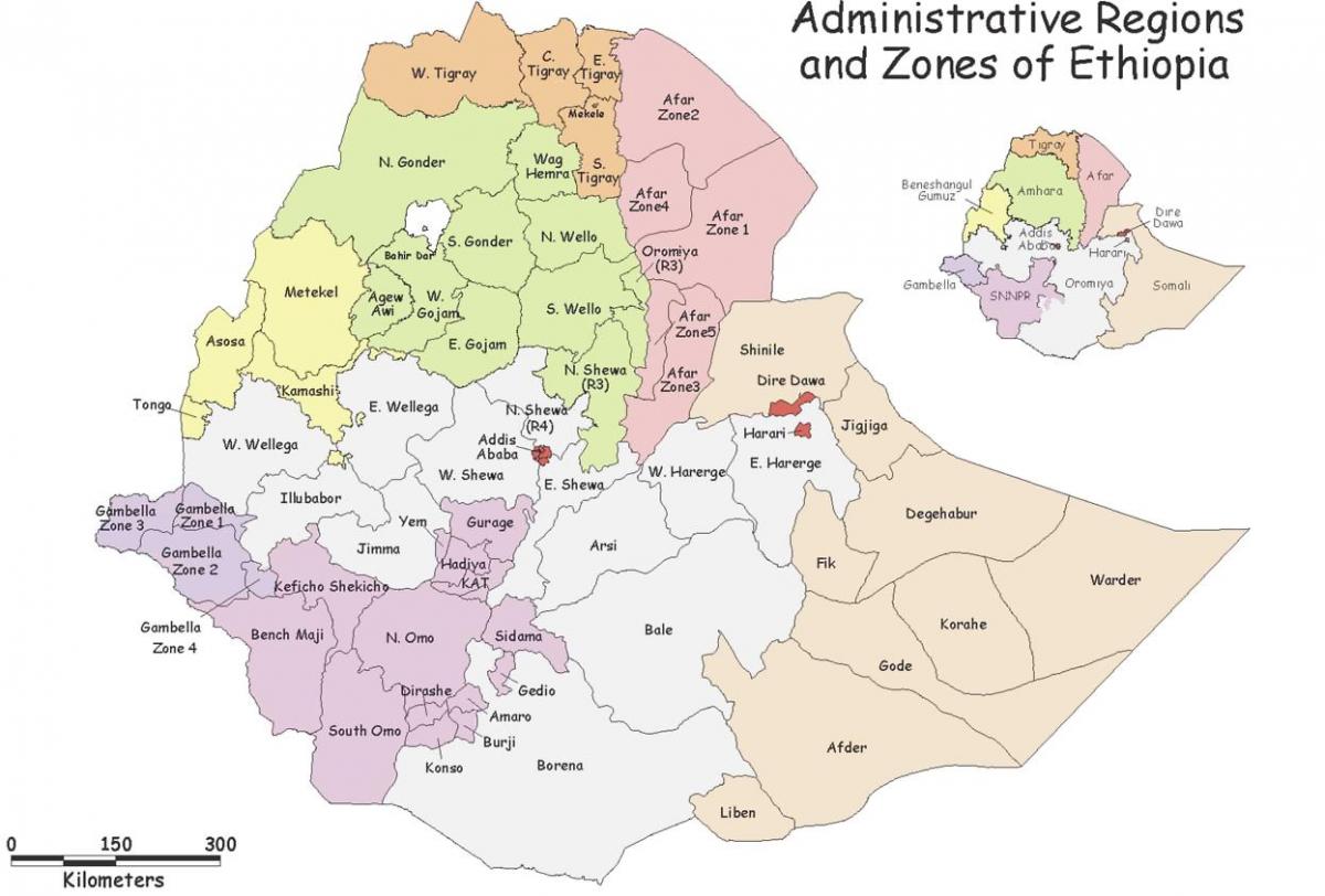 Mula sa etyopya mapa sa pamamagitan ng rehiyon