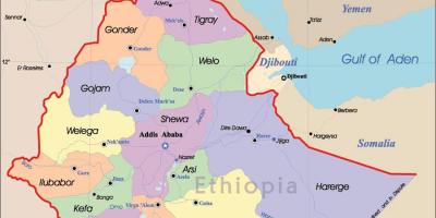 Ethiopia mapa na may mga lungsod
