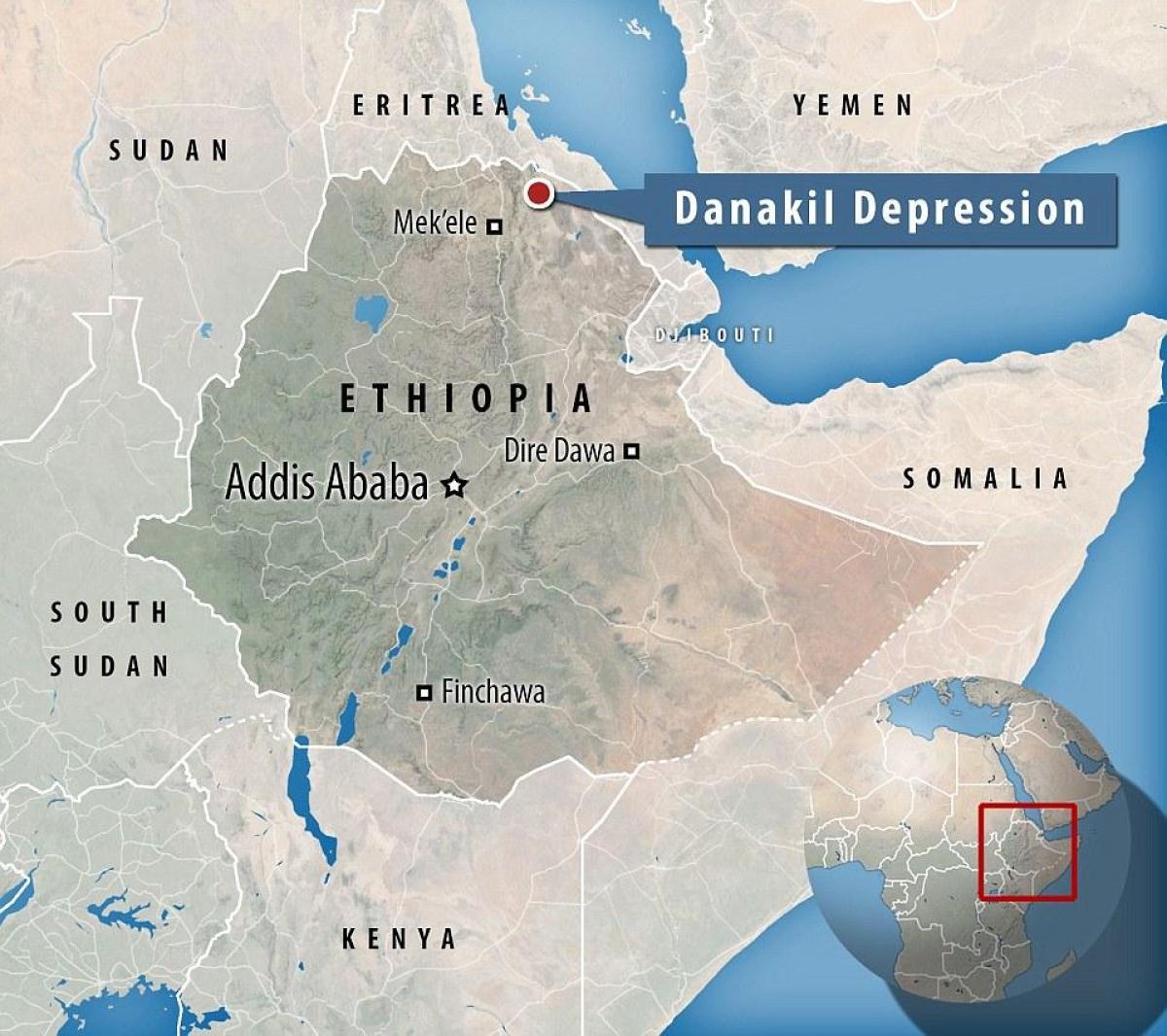danakil depression Ethiopia mapa