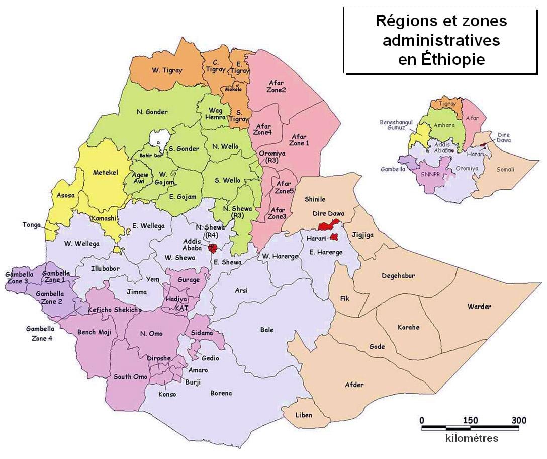 mapa ng Ethiopia administrative