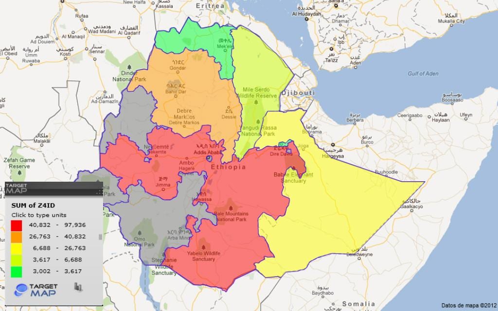 Ethiopia lalawigan sa mapa