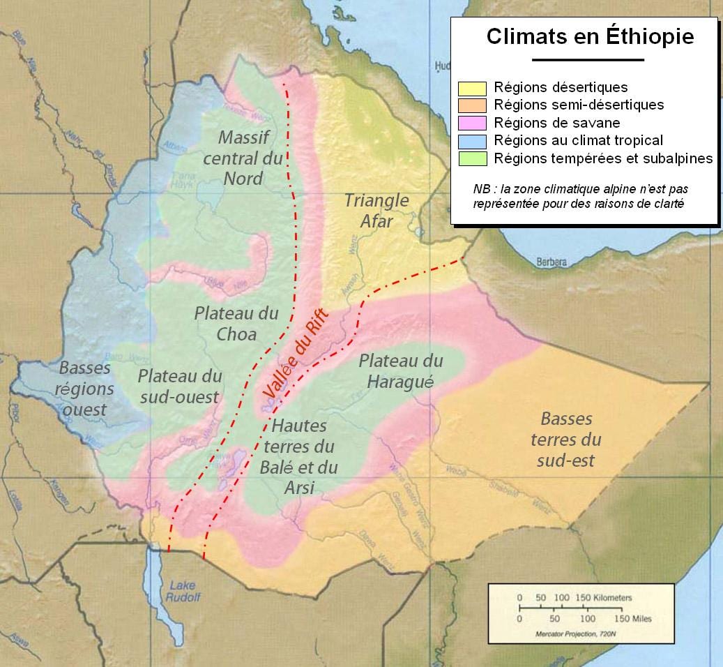 mapa ng Ethiopia klima