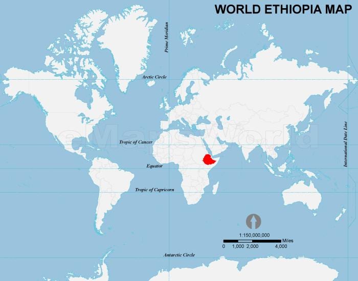 mapa ng Ethiopia lokasyon sa mundo