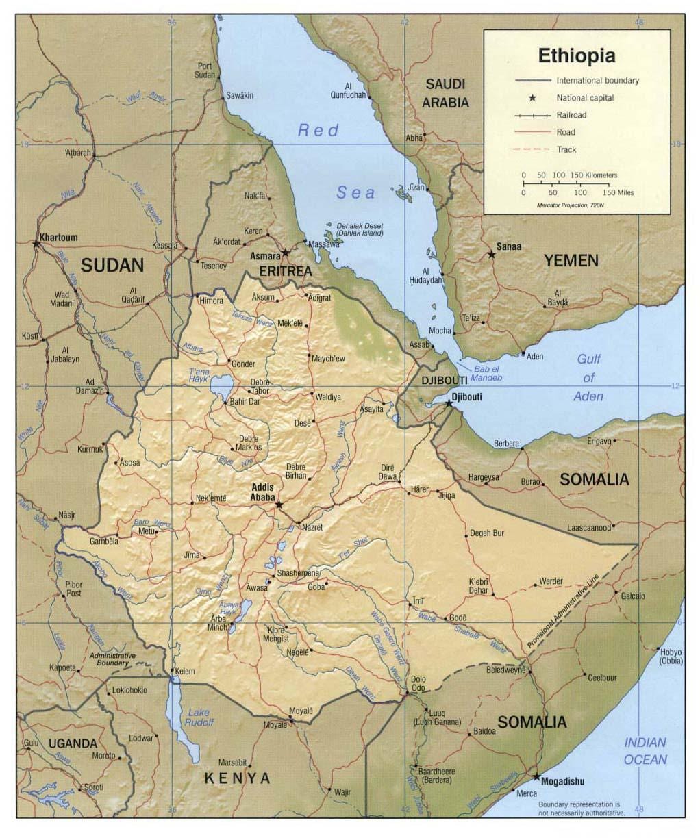 mapa ng Ethiopia mapa 1980