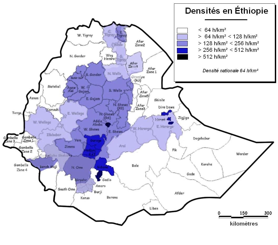 Ethiopia populasyon density mapa