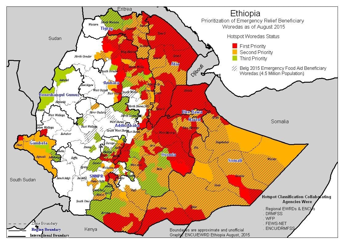 mapa ng Ethiopia tagtuyot