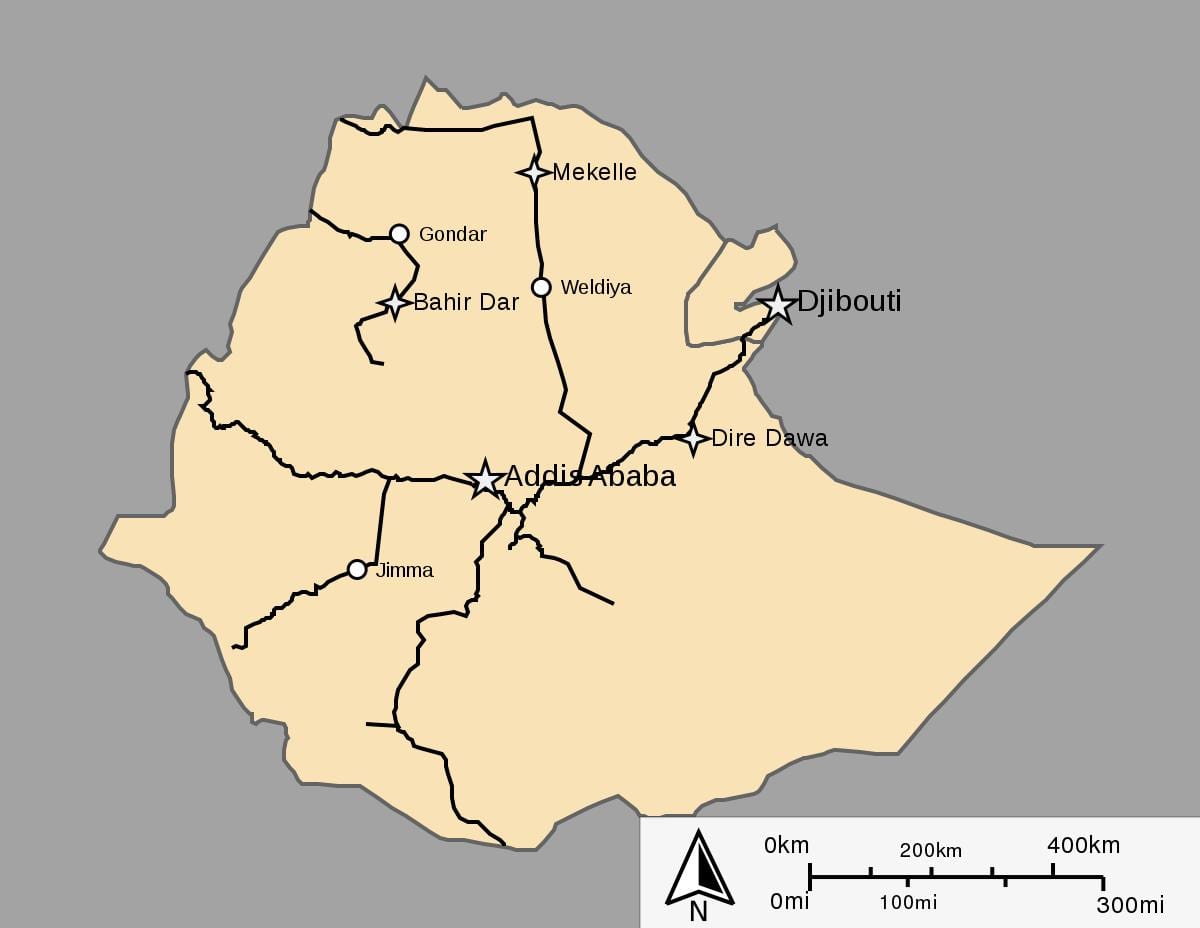 mapa ng Ethiopia tren