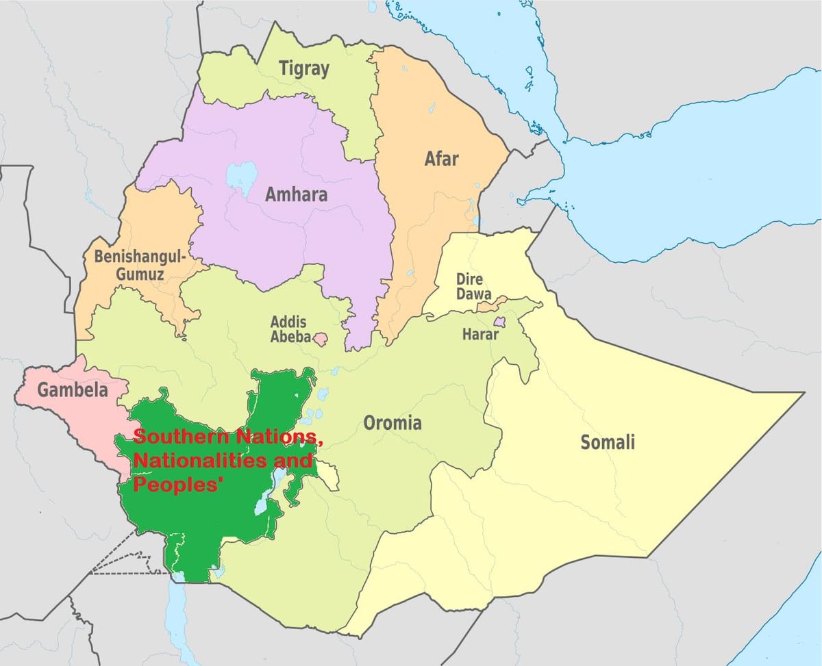 mapa ng snnpr Ethiopia