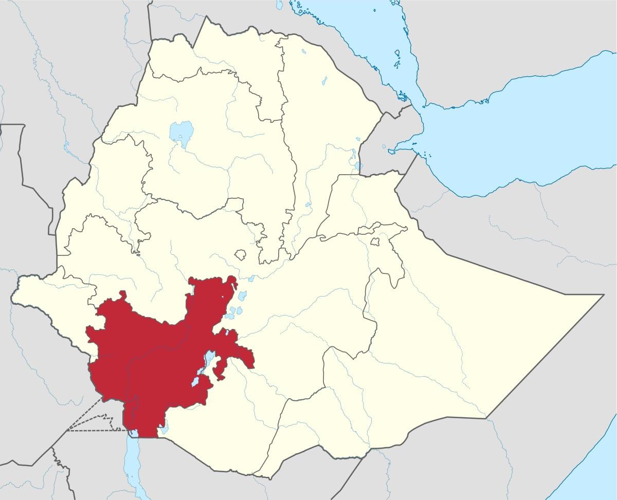 mapa ng timog Ethiopia