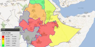 Ethiopia lalawigan sa mapa