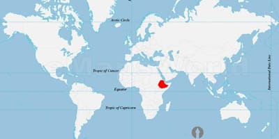 Mapa ng Ethiopia lokasyon sa mundo