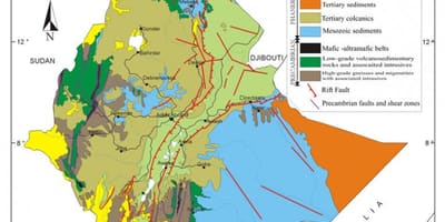 Mapa ng Ethiopia natural na mga mapagkukunan