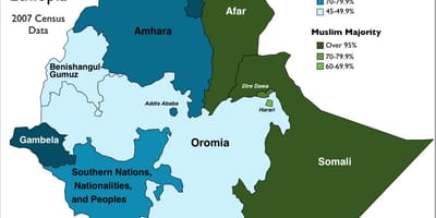 Mapa ng Ethiopia relihiyon