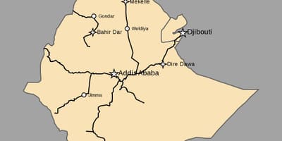 Mapa ng Ethiopia tren