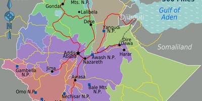 Ethiopia pinupuntahan ng mga turista mapa