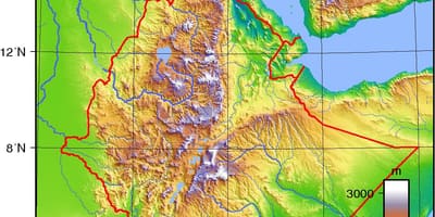 Ethiopia topographic mapa